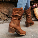 Greta - Lässige Rutschfest Mittlere Wade Spitze Zehe Stiefel