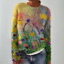 Sofia - Warmer Langärmelig Rundhalsausschnitt Blumendruck Pullover