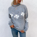 Gisela - Warmer Langärmelig Rollkragenpullover Schneeflocke Pullover