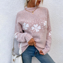 Gisela - Warmer Langärmelig Rollkragenpullover Schneeflocke Pullover