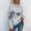Gisela - Warmer Langärmelig Rollkragenpullover Schneeflocke Pullover