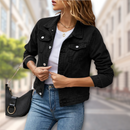 Elke - Langärmelig Klappentaschen Denim Jacke