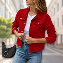 Elke - Langärmelig Klappentaschen Denim Jacke
