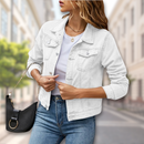 Elke - Langärmelig Klappentaschen Denim Jacke