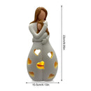 HeartGlow - Dekorative Mutter Tochter Statue mit flackerndem Kerzenleuchter
