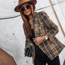 Adia - Stilvoller Doppelreihiger Karierter Blazer
