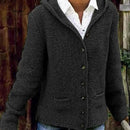 Caroline - Langärmelige Kapuze Gestrickt Jacke Mit Knöpfen