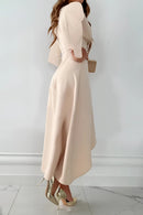 Emma - V Ausschnitt Langärmeliges Mit Asymmetrischer Saum Kleid