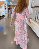 Gisela -   V Ausschnitt Blumendruck Fließendes Maxikleid