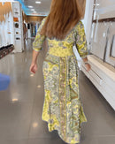Gisela -   V Ausschnitt Blumendruck Fließendes Maxikleid