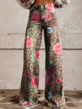 Aria -  Hohe Taille Weites Bein Blumendruck Hosen