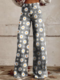 Aria -  Hohe Taille Weites Bein Blumendruck Hosen