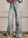 Aria -  Hohe Taille Weites Bein Blumendruck Hosen