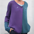 Each - Langärmelig Zweifarbig Strickpullover