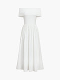 Johanna – Elegantes schulterfreies Maxikleid mit Faltenrock