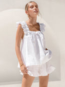 Elina – Stilvolles Pyjama Set Ärmelloses Rüschentop mit passenden Shorts