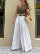Zena – Elegante Hohe Taille Weites Bein Hose mit Taschen und lockerer Passform