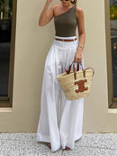 Zena – Elegante Hohe Taille Weites Bein Hose mit Taschen und lockerer Passform