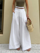 Zena – Elegante Hohe Taille Weites Bein Hose mit Taschen und lockerer Passform