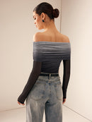 Amelie – Modisches Schulterfrei Langarm Top mit Schlanke Passform