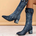 Jade – Enganliegende Kniestiefel mit moderner Kante und spitzer Zehenpartie