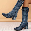 Jade – Enganliegende Kniestiefel mit moderner Kante und spitzer Zehenpartie