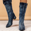 Jade – Enganliegende Kniestiefel mit moderner Kante und spitzer Zehenpartie