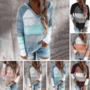 Aveline - V Ausschnitt Lang Armelig Patchwork Pullover
