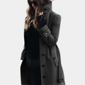 Emilia - Langärmelig Gürtel Trenchcoat Mit Schaltflächen