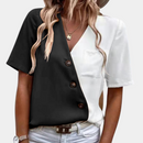 Lunara – Bluse mit seitlichen Knöpfen mit Brusttasche und einzigartigem Design