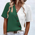 Lunara – Bluse mit seitlichen Knöpfen mit Brusttasche und einzigartigem Design