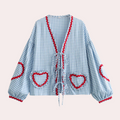 Lily – Lässige Jacke zum Binden vorne mit Herztaschen