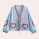 Lily – Lässige Jacke zum Binden vorne mit Herztaschen