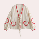 Lily – Lässige Jacke zum Binden vorne mit Herztaschen