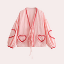 Lily – Lässige Jacke zum Binden vorne mit Herztaschen