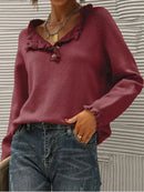 Verena - Bequemer langärmeliger lockerer Pullover mit Kragen