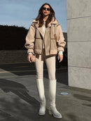 Juno - Bequem  Langärmelig Kunstpelz Jacke