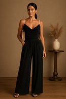 Janina – Stylischer ärmelloser Weites Bein Jumpsuit mit Spaghettiträgern
