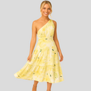Amelia - ein Schulterkleid mit gestufter Rock und Blumendruck