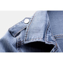 Greta - Langärmelig Reverskragen Reißverschluss Denim-Jacke