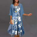 Zwena - Lässiges Kleid mit Blumendruck und Rundhalsausschnitt