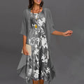 Zwena - Lässiges Kleid mit Blumendruck und Rundhalsausschnitt