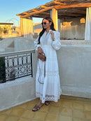Luna - Lässig fließendes Maxikleid mit langen Puffärmeln