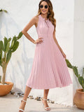 Beatrix - Modisches ärmelloses Plisseekleid mit Neckholder