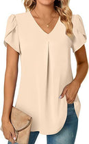 Ziska - Lässige Bluse mit V Ausschnitt und kurzen Ärmeln mit Rüschen