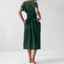 Tulia - Lässiges Wickelkleid mit V Ausschnitt kurzen Ärmeln und Taillengürtel