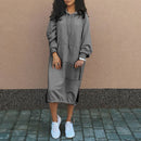 Tamina - Modisches Kapuzenkleid mit Langarmtasche und Kordelzugschlitz