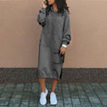 Tamina - Modisches Kapuzenkleid mit Langarmtasche und Kordelzugschlitz