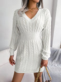 Tamara - Komfortables Strickminikleid mit V Ausschnitt und langen Ärmeln