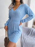 Tamara - Komfortables Strickminikleid mit V Ausschnitt und langen Ärmeln